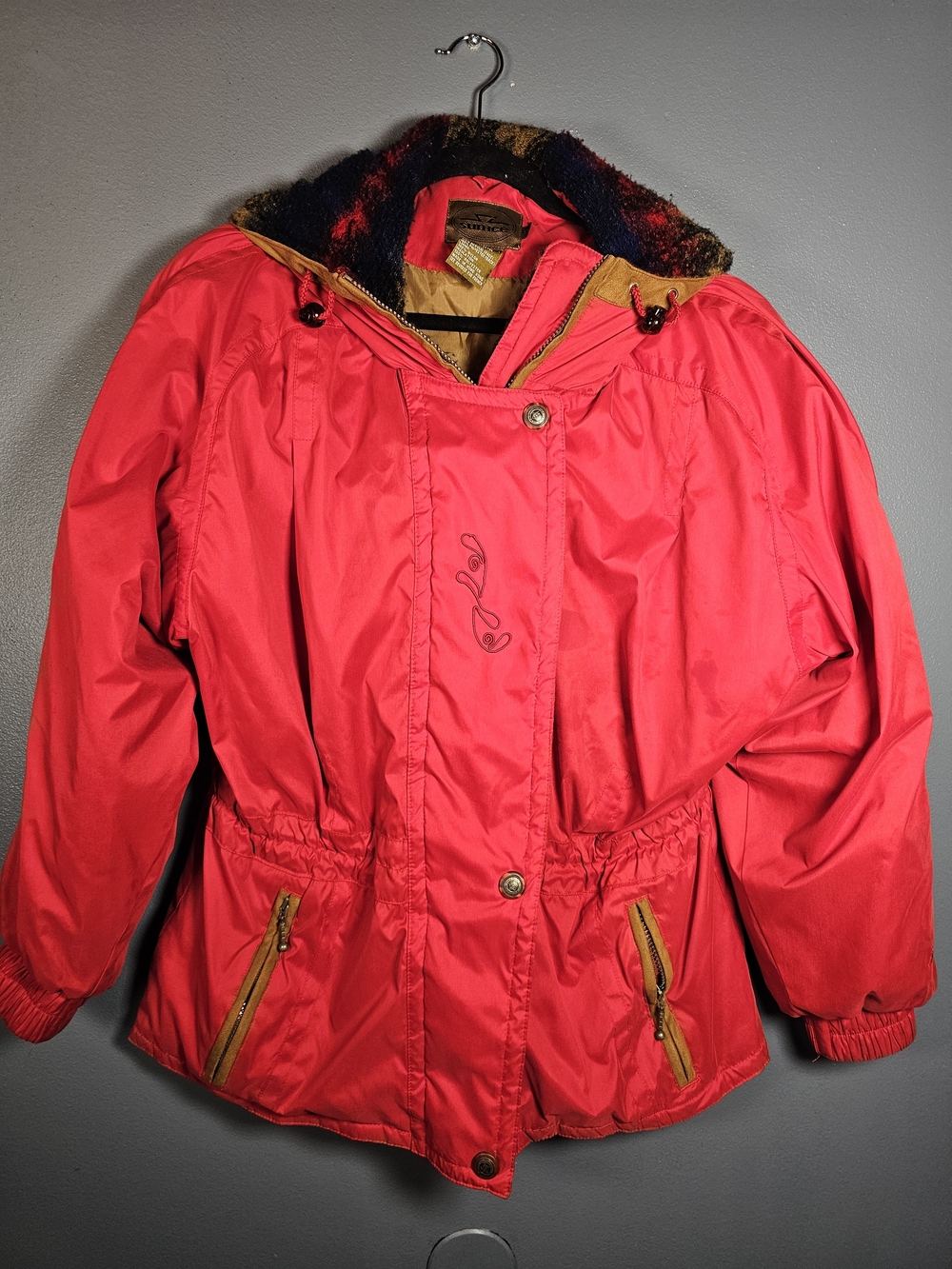 Sunice Women's Red Hooded Ski Suit with Contrast Trim Vintage With *STAINS* sz12